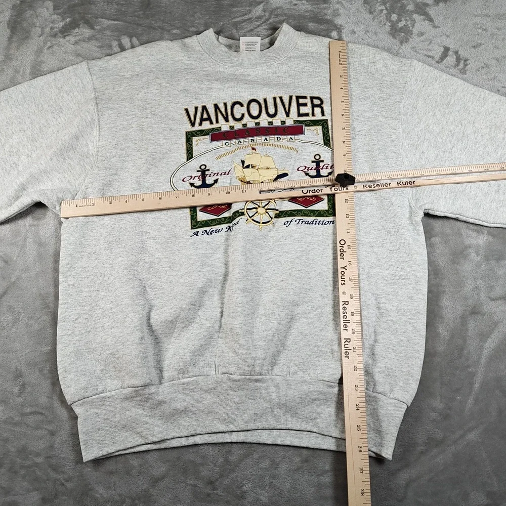 Vintage Vancouver Canada Sweatshirt Men Large Nautical Anchor Sailboat 90s - Picture 7 of 8